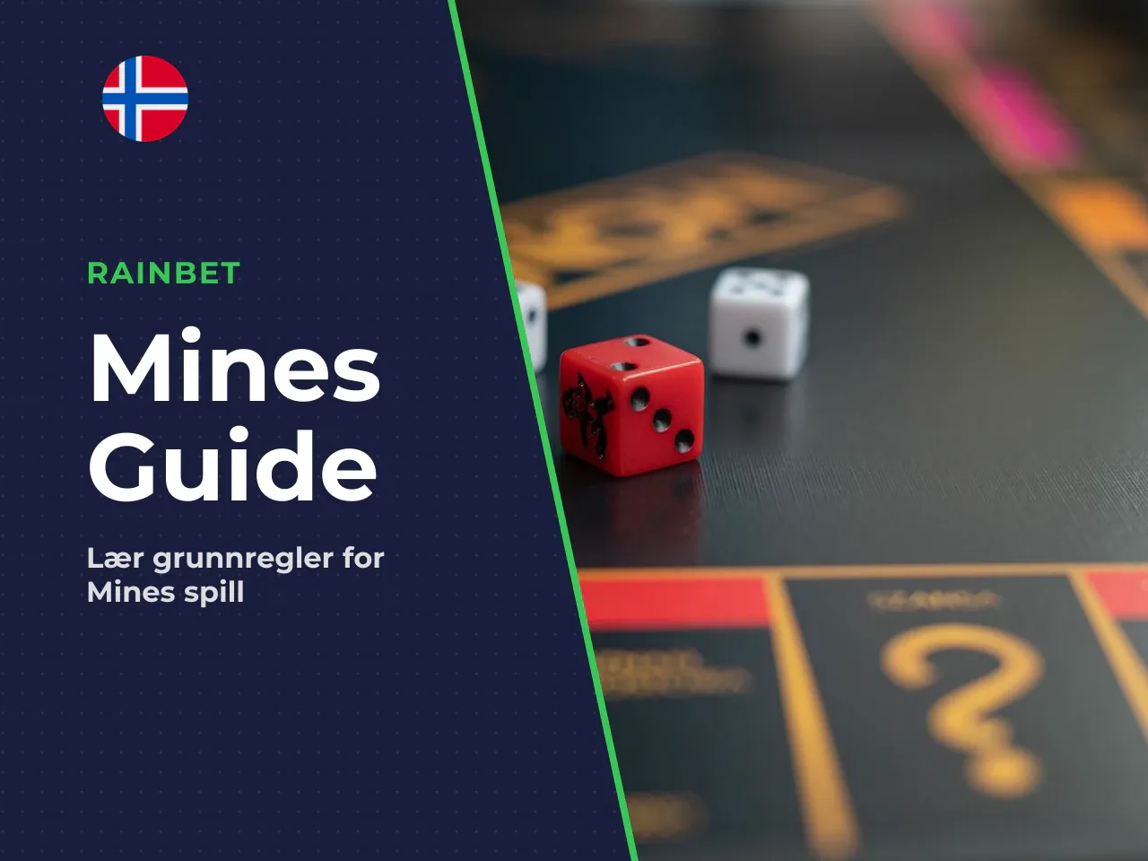 Spillbrettet og grunnregler. Et typisk Mines-spill
